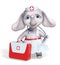 Nurse elephant holding first aid kit character 3d rendering