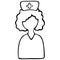 A nurse in a hat with a cross. Vector illustration. Medical worker anonymous. Icon of a female doctor.