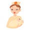 Nurse holding a newborn baby icon, cartoon style