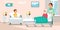 Nurse in Hospital Ward Flat Vector Illustration