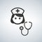 Nurse Icon - Vector Medical Assistant with Stethoscope and Cap for Health Care Services