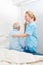 Nurse listens to patient with stethoscope