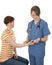 Nurse measuring patient\'s pulse