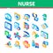 Nurse Medical Aid Isometric Icons Set Vector