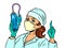 Nurse with a medical oxygen cylinder