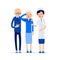 Nurse and patient. Elderly people, man and woman standing next t