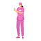 Nurse in pink uniform flat vector illustration