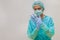 a nurse puts on gloves to be sterile