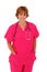 Nurse Standing With Pink Scrubs