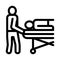 Nurse takes patient on gurney icon vector outline illustration