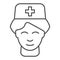 Nurse thin line icon. Medical assistant vector illustration isolated on white. Doctor outline style design, designed for