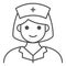 Nurse thin line icon, Medical tests concept, Female Physician sign on white background, Woman Doctor icon in outline