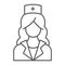 Nurse thin line icon, medicine and clinical, woman