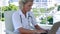 Nurse typing at her desk