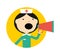 Nurse in uniform with megaphone round avatar icon
