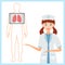 Nurse in uniform offers to do Fluorography of the lungs. Vector