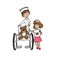Nurse wheelchair bear and girl