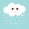 Nursery art with happy smiling cloud and hearts rain. Cute Valentines illustration.