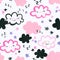 Nursery art seamless pattern. Hand painted cute sky characters illustration