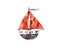 Nursery cute Abstract watercolor boat, red sail, baby clipart.
