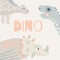 Nursery cute print with dinosaur. Triceratops, Diplodocus, stegosaurus. Pastel color.