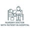 Nursery doctor with patient in hospital vector line icon, linear concept, outline sign, symbol