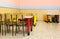 Nursery lunchroom with small chairs and dining table