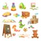 Nursery plush toys. Baby plastic toy, wooden cubes blocks for kindergarten kids infants, wood bricks child chalkboard