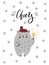 Nursery poster kids Hand drawn christmas illustration with lettering and drawing - text cheers and bear with sparkler