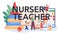 Nursery teacher typographic header. Professional nany and children