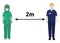 Nurses social distancing at 2 metres apart vector