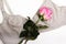 Nursing bra for mothers. moms bra with A rosebud of pink color in the language of flowers means pride and gratitude, love