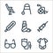 nursing line icons. linear set. quality vector line set such as baby clothes, serum, eyeglasses, syringe, broken leg, thermometer