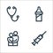 nursing line icons. linear set. quality vector line set such as syringe, couple, feeder