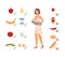 Nursing mother healthy nutrition set with woman and baby illustration isolated.