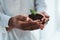 Nurturing hands. an unrecognizable couple holding a plant growing out of soil.