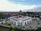 Nurul Mustofa Center Mosque panorama view Largest Mosque in Depok. Ramadan and Eid Concept and noise cloud when sunset or sunrise