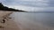 Nusa Dua beach and flat calm sea at sunset in Bali, Indonesia