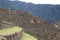 Nusta`s Bedroom and other buildings and terraces at Machu Picchu in the Andes Mountains of Peru