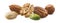 Nut mix isolated on white background. Peanut, pecan, walnut, almond, hazelnut, pistachio