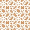 Nut seamless pattern with flat silhouette icons. Vector background of dry nuts and seeds - almond, cashew, peanut