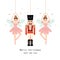 Nutcracker ballet Christmas card and girl ballerina. Vector illustration