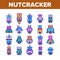 Nutcracker Collection Elements Icons Set Vector