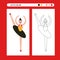 Nutcracker girl ballet dancer. Ballet Coloring page . Kids educational game in flat and outline design. Winter coloring