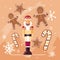 Nutcracker king with ginger cookie and cane