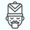 Nutcracker line icon. Fairy tale face with hat. Christmas vector design concept, outline style pictogram on white