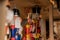 Nutcracker standing on a shelf. wooden figures, christmas, symbol;