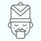 Nutcracker thin line icon. Fairy tale face with hat. Christmas vector design concept, outline style pictogram on white