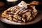 Nutella-stuffed crepe tasty dessert background