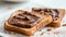 Nutella toast, pastel white background